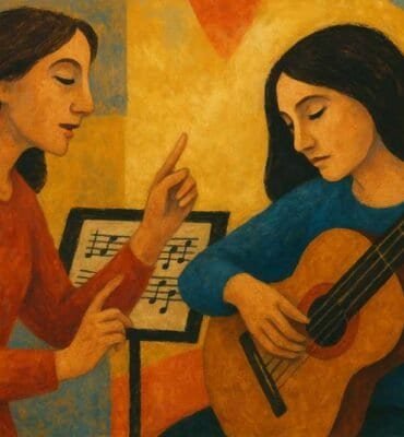 mujeres enseñando música